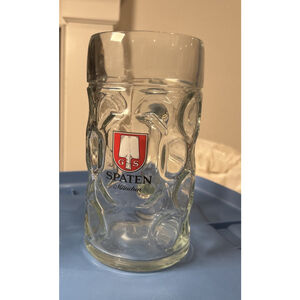 SPATEN GS MUNCHEN Munich Germany Bavaria Beer 1 Liter Old Dimpled Beer Mug Nice